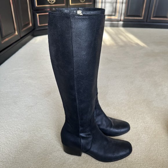 Jimmy Choo Black Leather Knee High Riding Boots - Picture 1 of 8